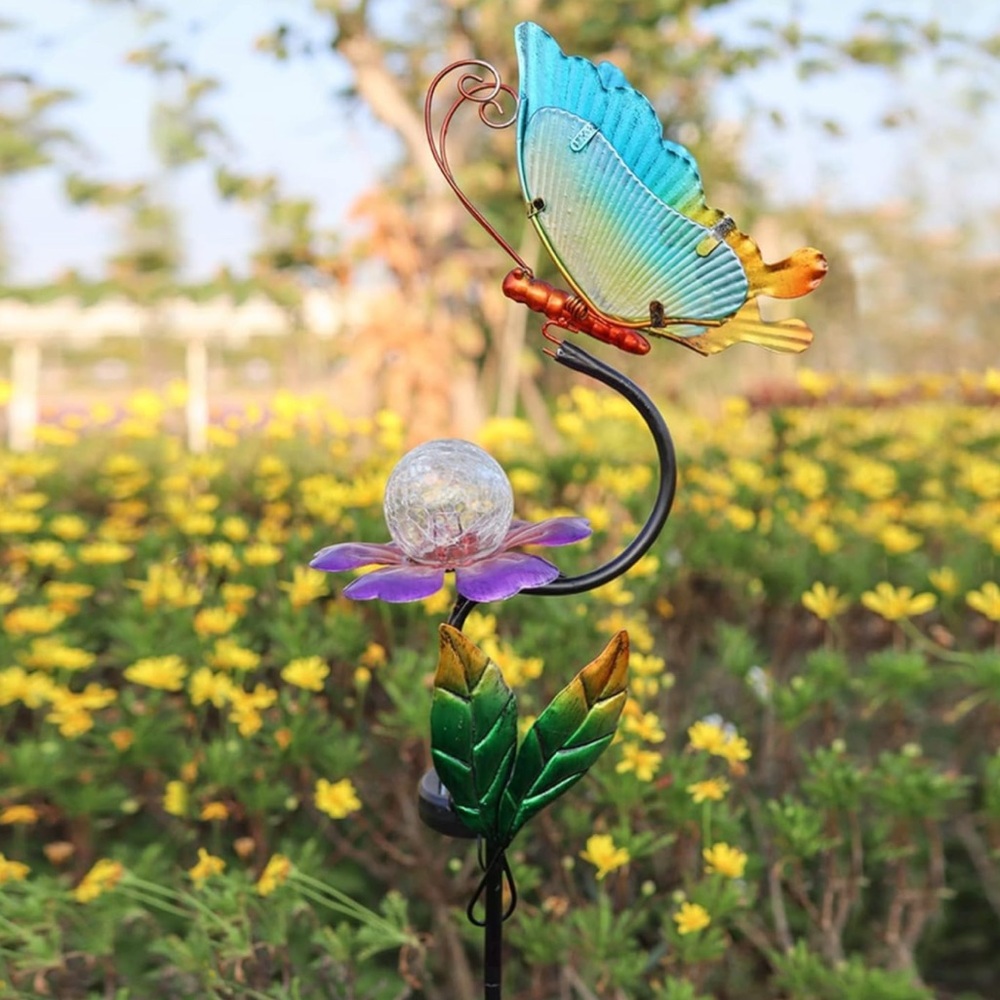 Glass Butterfly Solar Lights Garden Decor - Picture 1 of 6